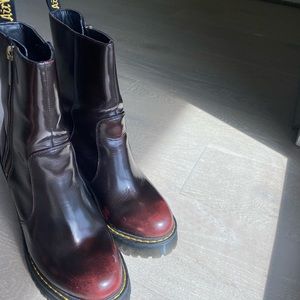 Dr. Martens Magdalena red ankle booties with side zipper